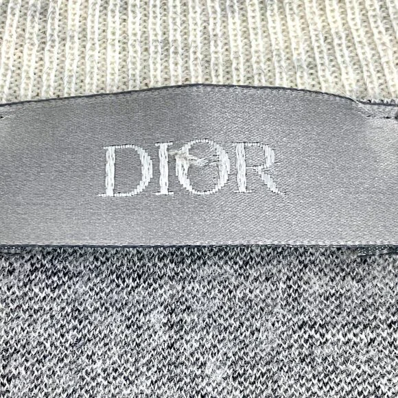 DM0308 Dior Dior Grey Letter Flocked Wool Round Neck Short Sleeve T-Shirt XS Siz